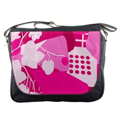 Flower Floral Leaf Circle Pink White Messenger Bags