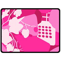 Flower Floral Leaf Circle Pink White Double Sided Fleece Blanket (Large) 