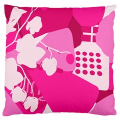 Flower Floral Leaf Circle Pink White Standard Flano Cushion Case (One Side)