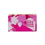 Flower Floral Leaf Circle Pink White Cosmetic Bag (XS) Front