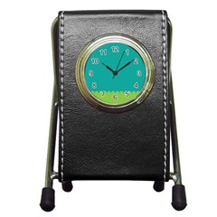 Green Blue Teal Scallop Wallpaper Wave Pen Holder Desk Clocks