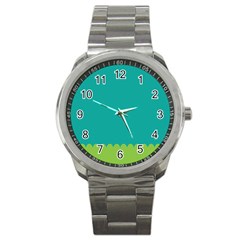 Green Blue Teal Scallop Wallpaper Wave Sport Metal Watch