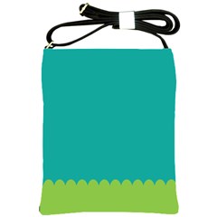 Green Blue Teal Scallop Wallpaper Wave Shoulder Sling Bags by Alisyart