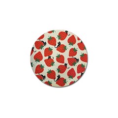 Fruit Strawberry Red Black Cat Golf Ball Marker by Alisyart