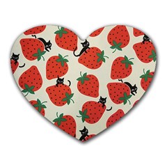 Fruit Strawberry Red Black Cat Heart Mousepads by Alisyart