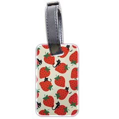 Fruit Strawberry Red Black Cat Luggage Tags (two Sides)