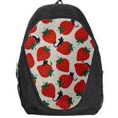 Fruit Strawberry Red Black Cat Backpack Bag