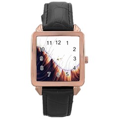 Abstract Lines Rose Gold Leather Watch 