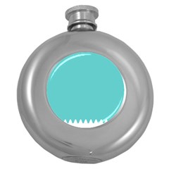 Grey Wave Water Waves Blue White Round Hip Flask (5 Oz) by Alisyart