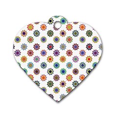 Flowers Color Artwork Vintage Modern Star Lotus Sunflower Floral Rainbow Dog Tag Heart (one Side) by Alisyart