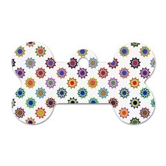 Flowers Color Artwork Vintage Modern Star Lotus Sunflower Floral Rainbow Dog Tag Bone (two Sides)