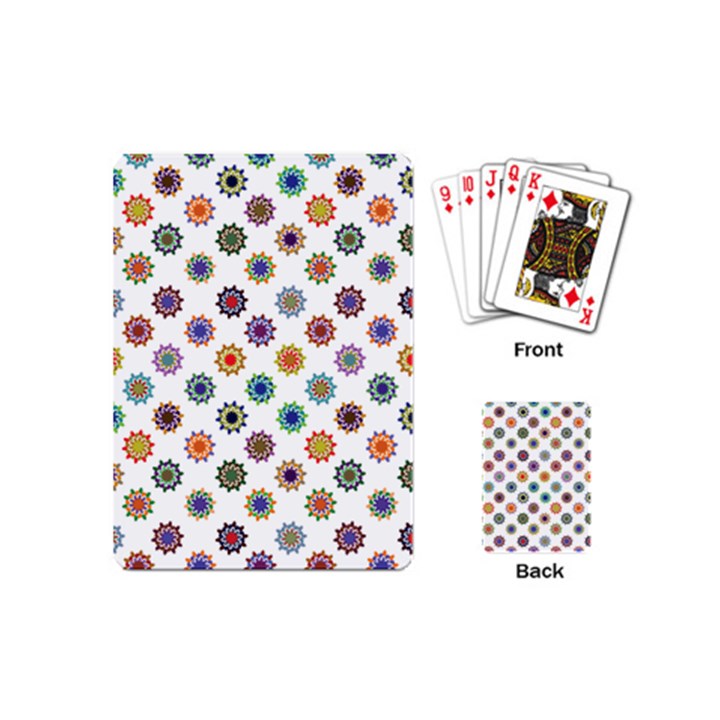 Flowers Color Artwork Vintage Modern Star Lotus Sunflower Floral Rainbow Playing Cards (Mini) 