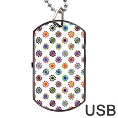 Flowers Color Artwork Vintage Modern Star Lotus Sunflower Floral Rainbow Dog Tag Usb Flash (one Side)