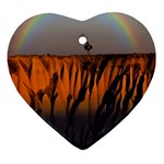 Rainbows Landscape Nature Heart Ornament (Two Sides) Back