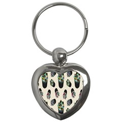 Succulent Plants Pattern Lights Key Chains (heart)  by Simbadda