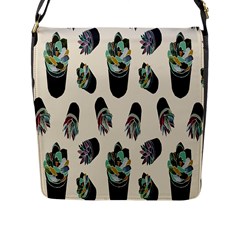 Succulent Plants Pattern Lights Flap Messenger Bag (l)  by Simbadda