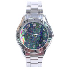 Glitch Art Stainless Steel Analogue Watch by Simbadda