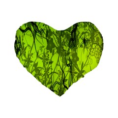 Concept Art Spider Digital Art Green Standard 16  Premium Flano Heart Shape Cushions by Simbadda