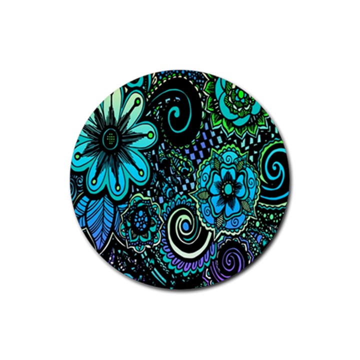 Sun Set Floral Rubber Coaster (Round) 