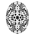 Leaf Flower Floral Black Ornament (Oval) Front