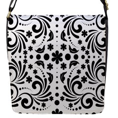 Leaf Flower Floral Black Flap Messenger Bag (s) by Alisyart