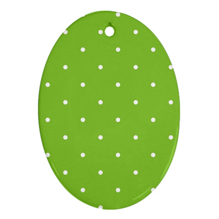 Mages Pinterest Green White Polka Dots Crafting Circle Ornament (Oval)