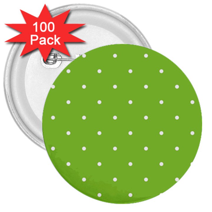 Mages Pinterest Green White Polka Dots Crafting Circle 3  Buttons (100 pack) 