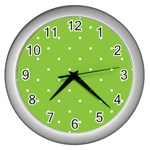 Mages Pinterest Green White Polka Dots Crafting Circle Wall Clocks (Silver)  Front