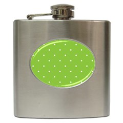 Mages Pinterest Green White Polka Dots Crafting Circle Hip Flask (6 Oz)