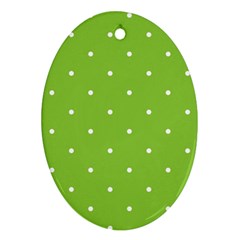 Mages Pinterest Green White Polka Dots Crafting Circle Oval Ornament (two Sides) by Alisyart