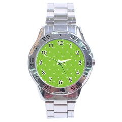 Mages Pinterest Green White Polka Dots Crafting Circle Stainless Steel Analogue Watch by Alisyart