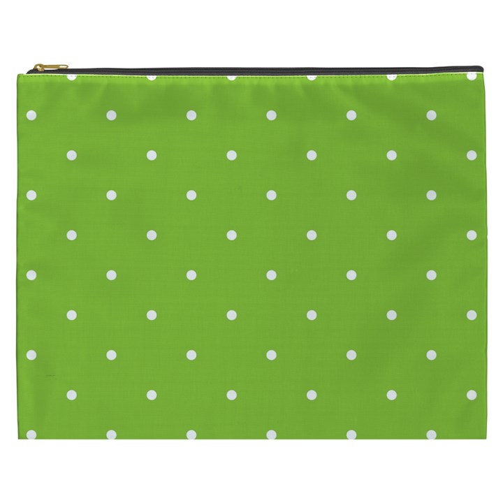 Mages Pinterest Green White Polka Dots Crafting Circle Cosmetic Bag (XXXL) 