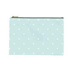 Mages Pinterest White Blue Polka Dots Crafting  Circle Cosmetic Bag (large) 