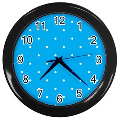 Mages Pinterest White Blue Polka Dots Crafting Circle Wall Clocks (black)