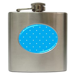 Mages Pinterest White Blue Polka Dots Crafting Circle Hip Flask (6 Oz)