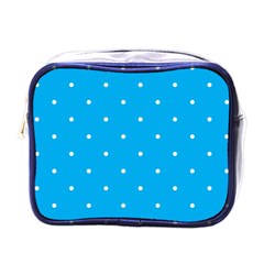 Mages Pinterest White Blue Polka Dots Crafting Circle Mini Toiletries Bags