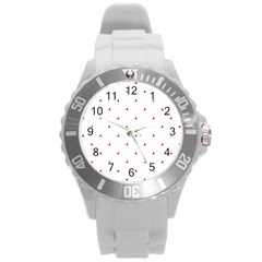 Mages Pinterest White Red Polka Dots Crafting Circle Round Plastic Sport Watch (l) by Alisyart