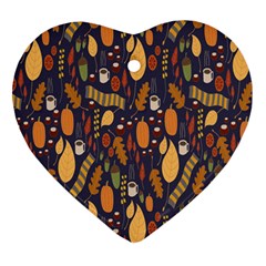 Macaroons Autumn Wallpaper Coffee Heart Ornament (two Sides)