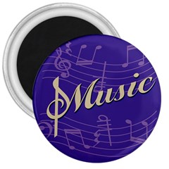 Music Flyer Purple Note Blue Tone 3  Magnets by Alisyart