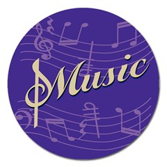 Music Flyer Purple Note Blue Tone Magnet 5  (round) by Alisyart