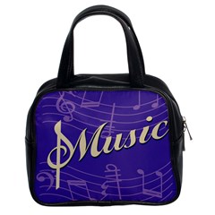 Music Flyer Purple Note Blue Tone Classic Handbags (2 Sides) by Alisyart