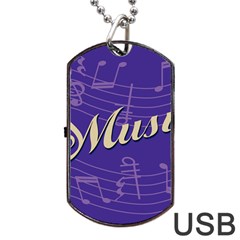 Music Flyer Purple Note Blue Tone Dog Tag Usb Flash (one Side) by Alisyart