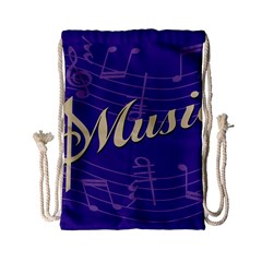 Music Flyer Purple Note Blue Tone Drawstring Bag (small) by Alisyart