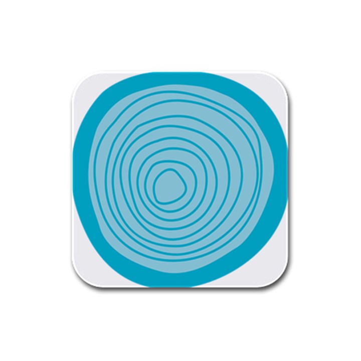 Mustard Logo Hole Circle Linr Blue Rubber Square Coaster (4 pack) 