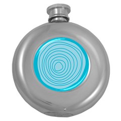 Mustard Logo Hole Circle Linr Blue Round Hip Flask (5 Oz) by Alisyart