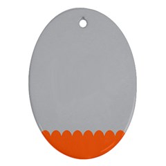 Orange Gray Scallop Wallpaper Wave Oval Ornament (two Sides)