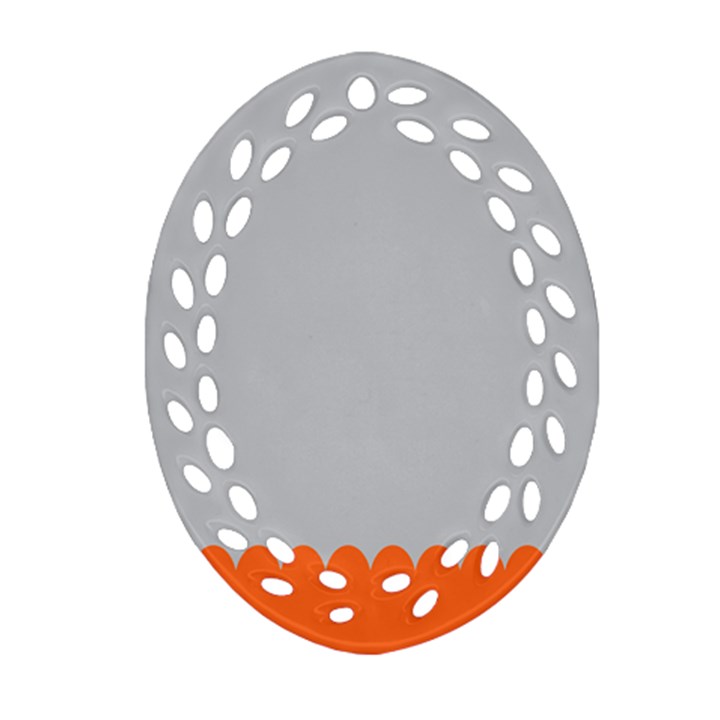 Orange Gray Scallop Wallpaper Wave Ornament (Oval Filigree)