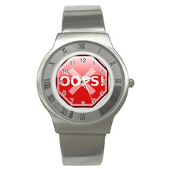 Oops Stop Sign Icon Stainless Steel Watch by Alisyart