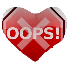 Oops Stop Sign Icon Large 19  Premium Flano Heart Shape Cushions