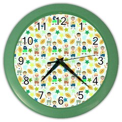 Kids Football Sport Ball Star Color Wall Clocks by Alisyart